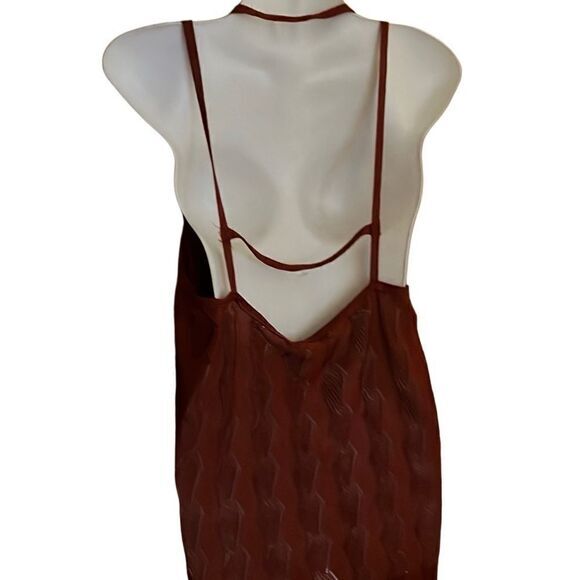 Free People button front top dress strappy‎ new S wavy knit pattern rust color - Picture 7 of 9